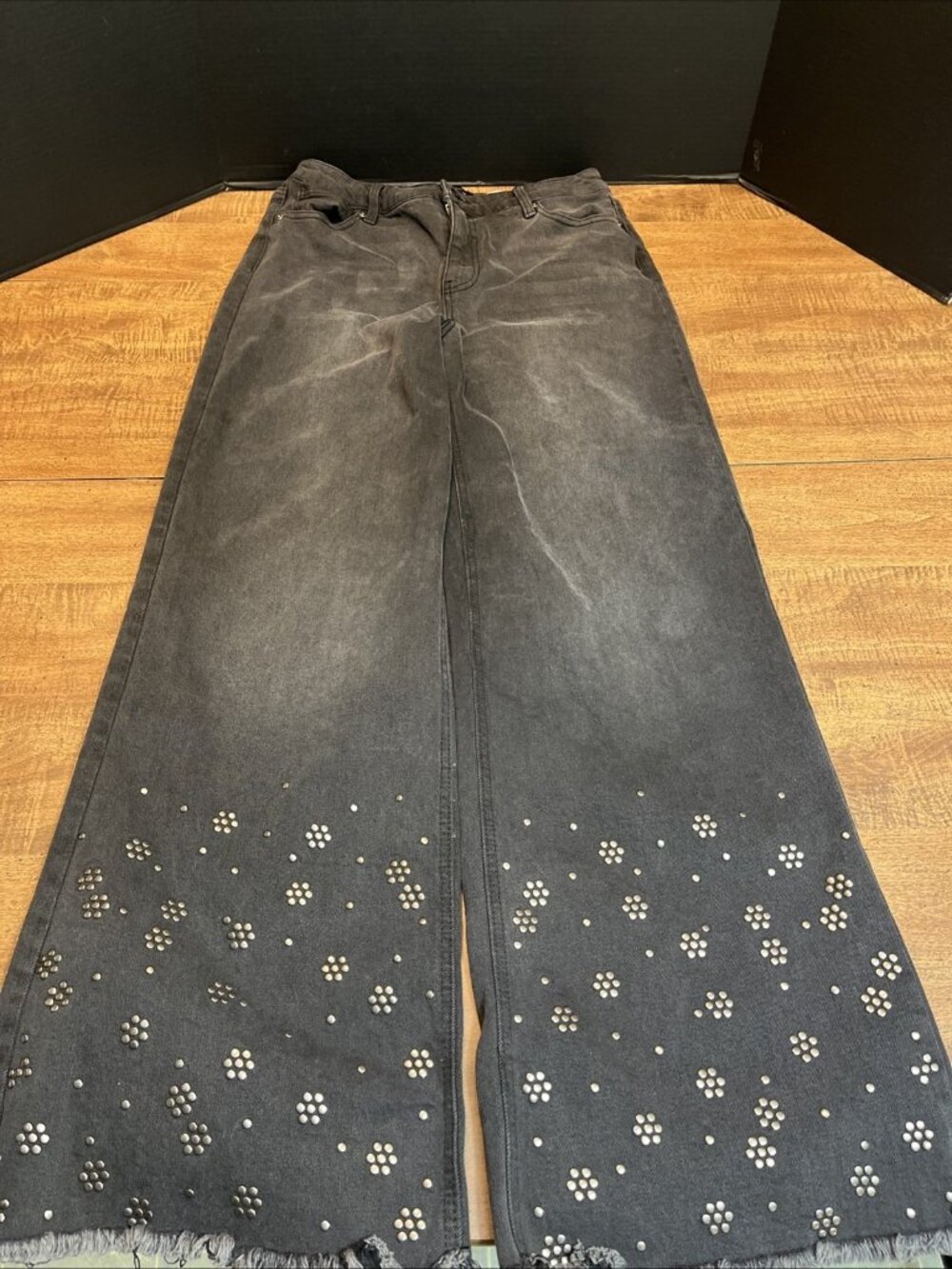 BCBG Generation Jeans Womens 9/29 High Rise Wide Leg Retro Y2K 90s Grunge Frayed